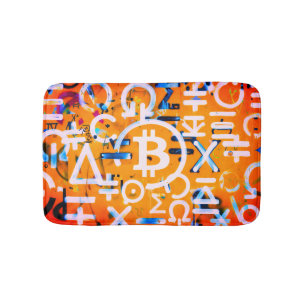 Tapis De Bain Street Art Bitcoin (Peinture Orange No. 3)