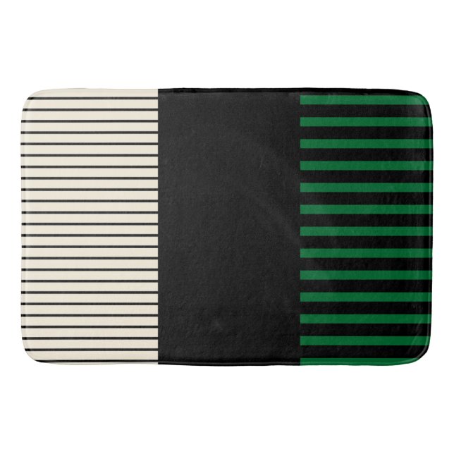 Tapis De Bain Stripes couleur - Vert, Crème et Noir (Devant)