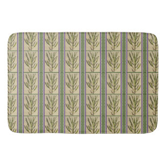 Tapis De Bain Stripes of Kalanchoes on Moss Green