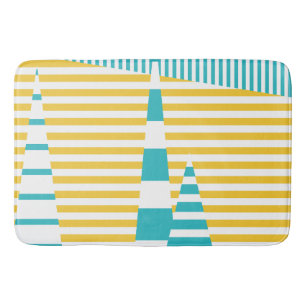Tapis De Bain Stripes on Stripes - Turquoise et Jaune