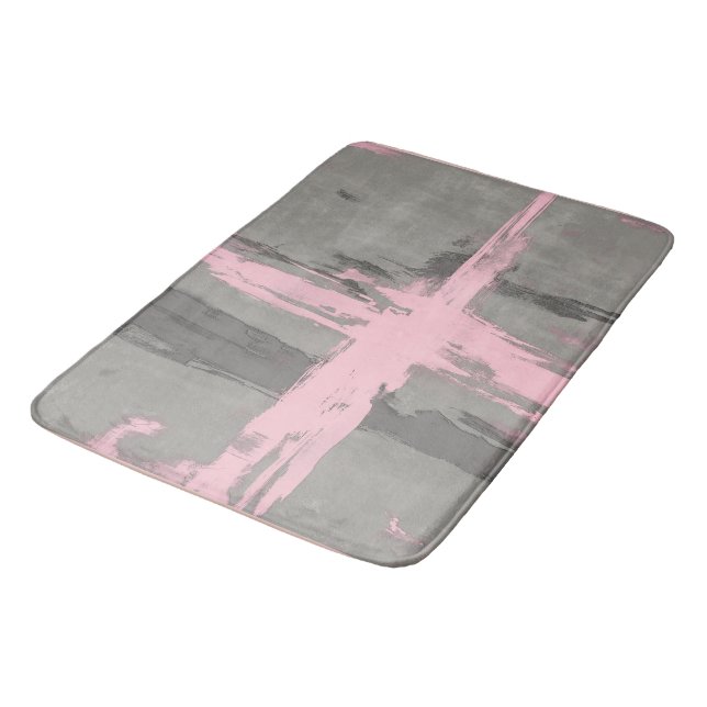 Tapis De Bain Style art moderne Abstrait gris rose (Angle)