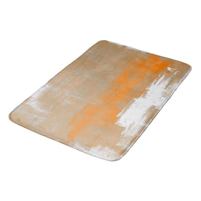 Tapis De Bain style art moderne Abstrait orange gris blanc (Angle)