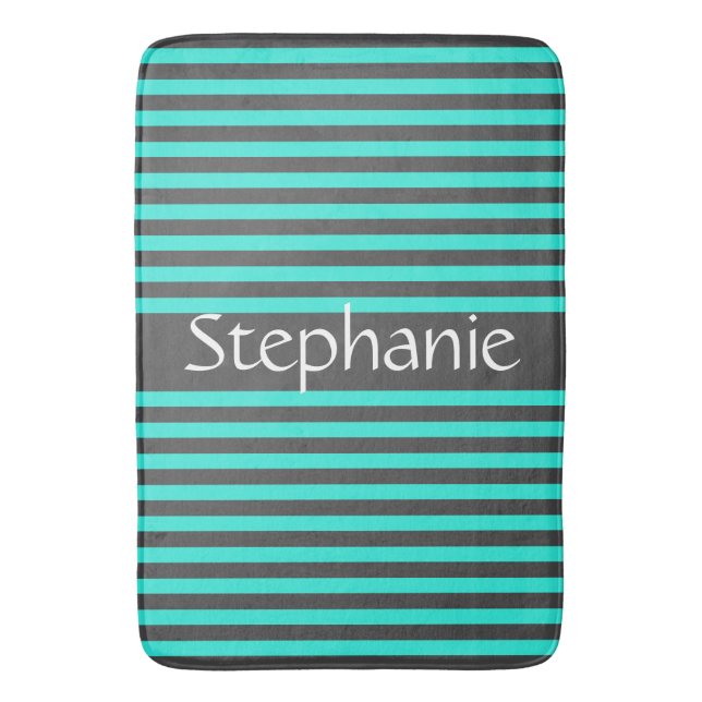 Tapis De Bain Style Gris Turquoise Gris Gris Blanc Nom personnal (devant Vertical)