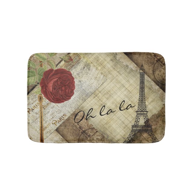 Tapis De Bain Style Paris classique Vintage - Rose rouge (Devant)