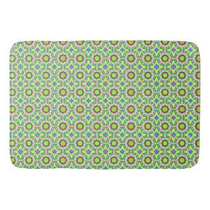 Tapis De Bain Style rétro motif géométrique vert et bleu