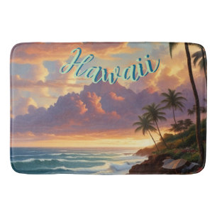 Tapis De Bain Style vintage Hawaiian Travel Honolulu Mid-Pacific