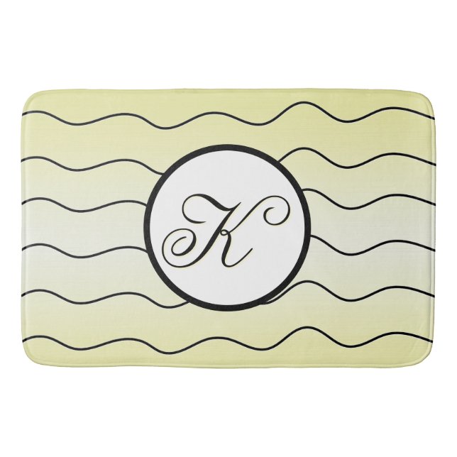 Tapis De Bain Stylish Lemon Zest Yellow Family Surname Initial (Devant)