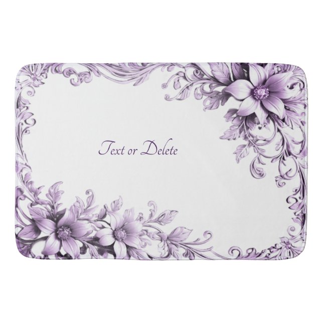 Tapis De Bain Stylish Purple Flowers Bath Mat (Devant)