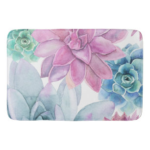 Tapis De Bain Succulentes Fête de Jardin Moderne Chic Floral Bla
