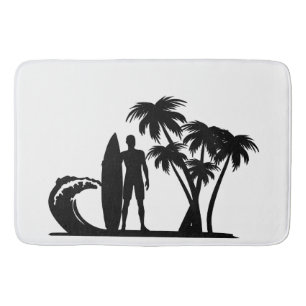 Tapis De Bain "" Sufer- Palmiers "" Art Extraordinaire Serviette