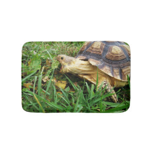 Tapis De Bain Sulcata Tortoise prend une grosse bouchée de feuil