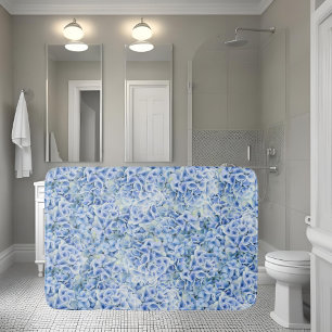 Tapis De Bain Superbes hydrangées bleues - motif floral