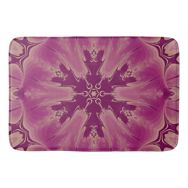 Tapis De Bain Superbes teintes violettes de fleurs exotiques (Devant)