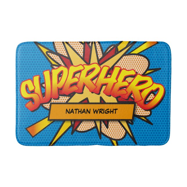Tapis De Bain SUPERHERO Fun Retro Comédie Livre Pop Art (Devant)