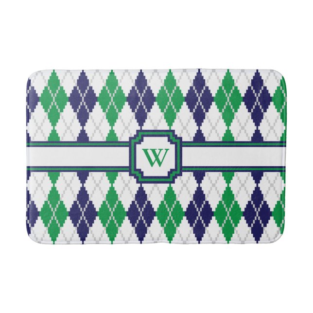 Tapis De Bain Sur le bain de Jacquard vert (Devant)