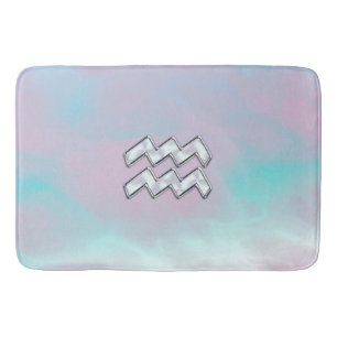 Tapis De Bain Symbole Aquarius Zodiac Pastels Mère du Décor Pear