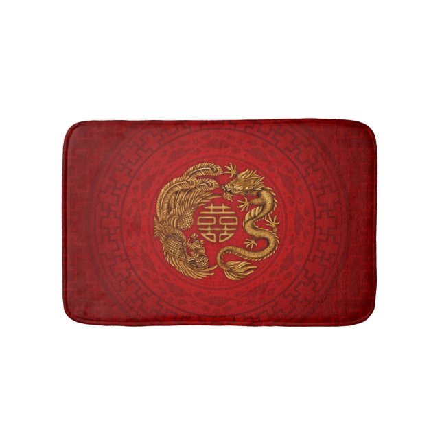 Tapis De Bain Symbole du Bonheur avec Phoenix et Dragon (Devant)