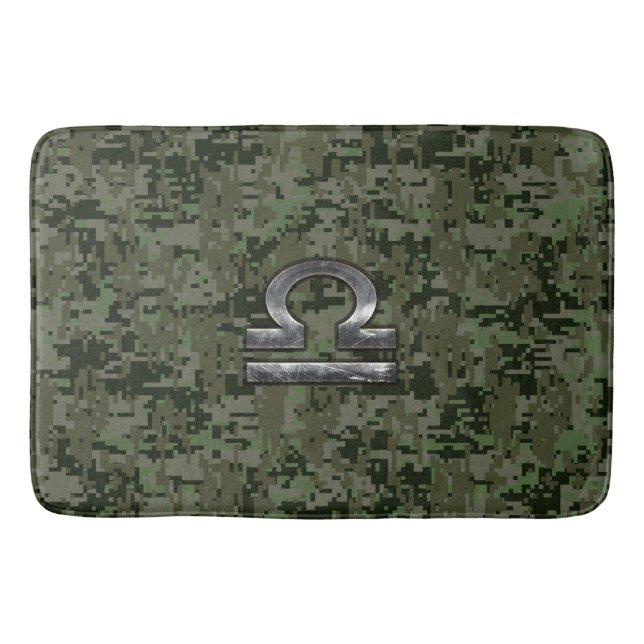 Tapis De Bain Symbole du Zodiaque de la Libra sur camo numérique (Devant)