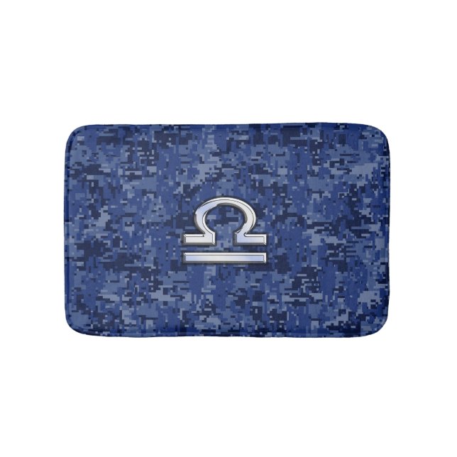 Tapis De Bain Symbole du Zodiaque de Libra sur Camo numérique bl (Devant)