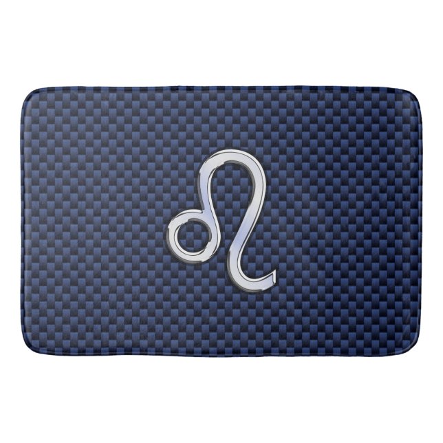 Tapis De Bain Symbole Leo d'argent sur l'impression en fibre de  (Devant)