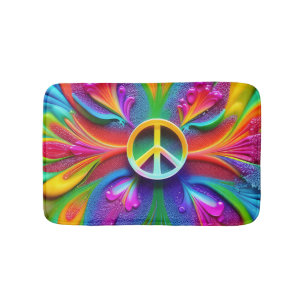 Tapis De Bain SYMBOLE RÉtro Boho Bath Mat Peace Hippie Vintage