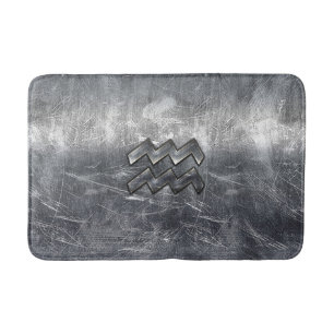 Tapis De Bain SYMBOLE Zodiaque Aquarius Acier argenté déprimé