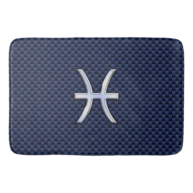 Tapis De Bain Symbole zodiaque Poissons Marine Blue Carbon Fiber (Devant)
