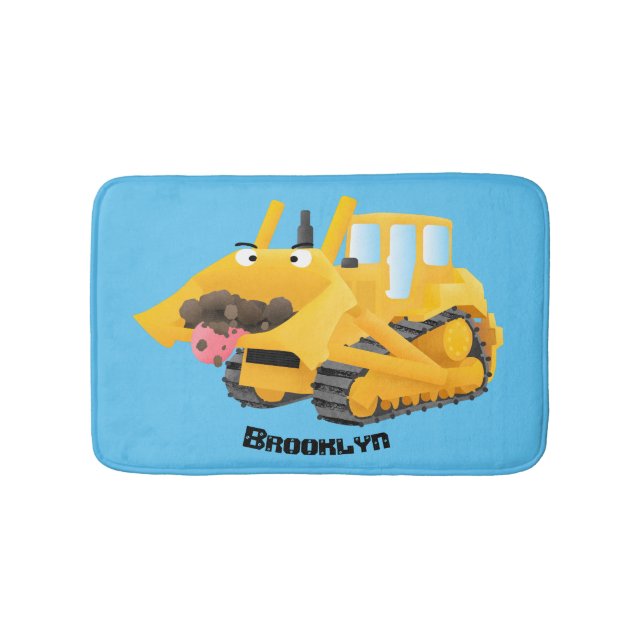 Tapis De Bain Sympa joli caractère de dessin animé au bulldozer  (Devant)