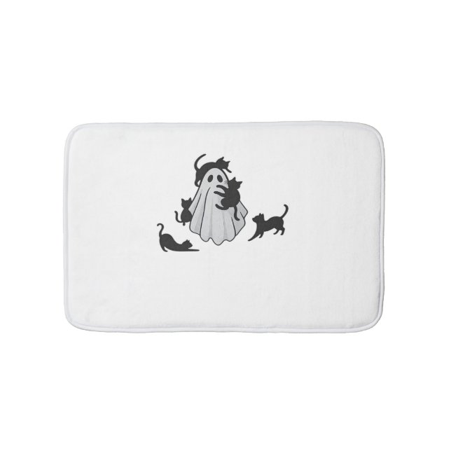 Tapis De Bain T-shirt classique de chats noirs et fantômes (Devant)