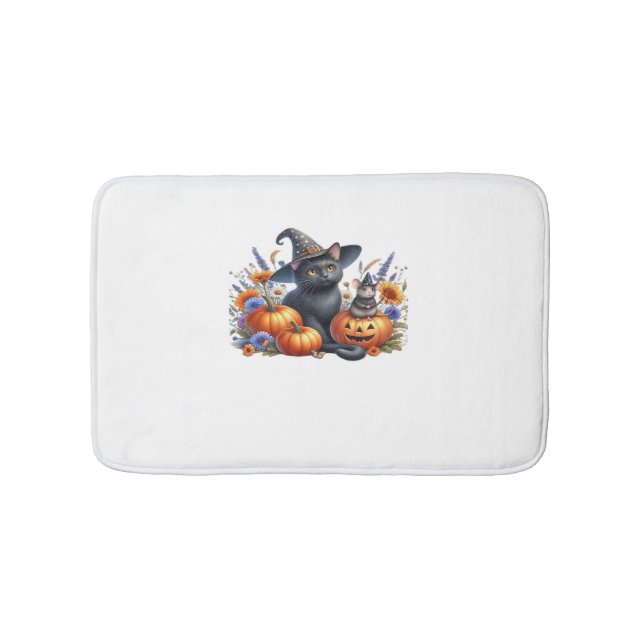 Tapis De Bain T-Shirt Essentiel de la souris de chat d'Halloween (Devant)