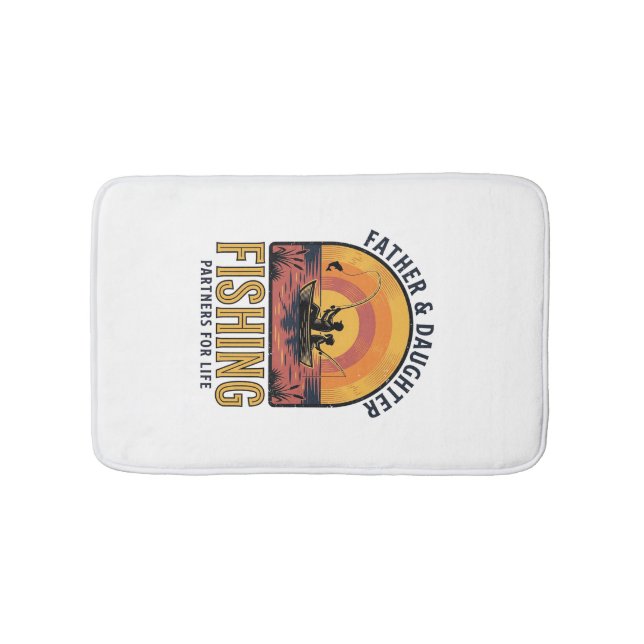Tapis De Bain T-shirt pour papa et fille partenaires de pêche po (Devant)