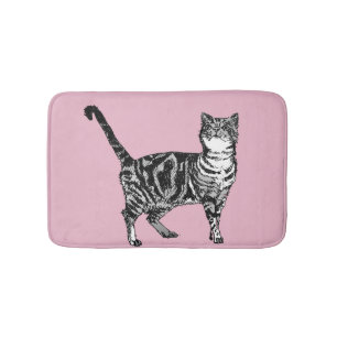 Tapis De Bain Tabby rose Chat Pastel Filles Chats Animaux de com