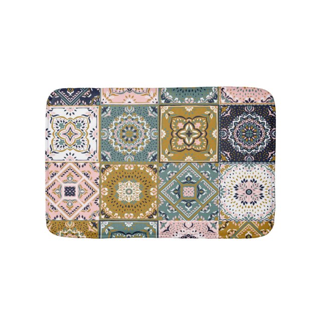 Tapis De Bain Talavera Indian : Patchwork, Ethnic Mosaic. (Devant)