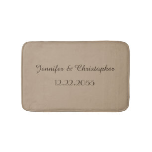 Tapis De Bain Tan et Brown Noms Personnels Plush