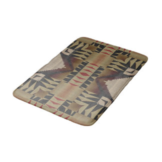 Tapis De Bain Tan foncé Taupe Brown Rouge Noir Tribal Art