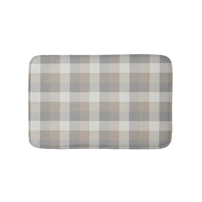 Tapis De Bain Tan Grey Ivory Neutre Rustique Plaid (Devant)