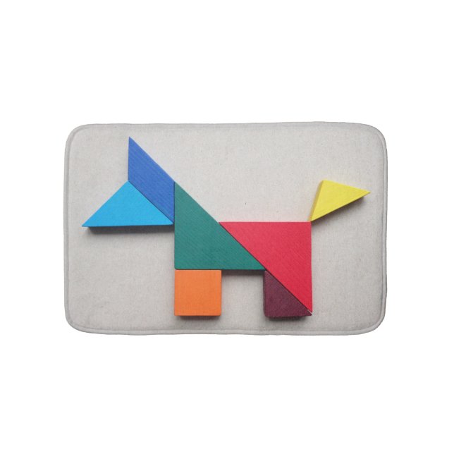 Tapis De Bain Tangram coloré de chien (Devant)