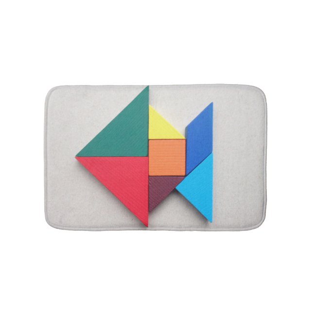 Tapis De Bain Tangram coloré de poissons (Devant)