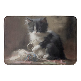 Tapis De Bain Tangup Dans Fun Black and White Kitten