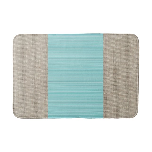 Tapis De Bain Tapis de burlap bleu bleu turquoise (Devant)