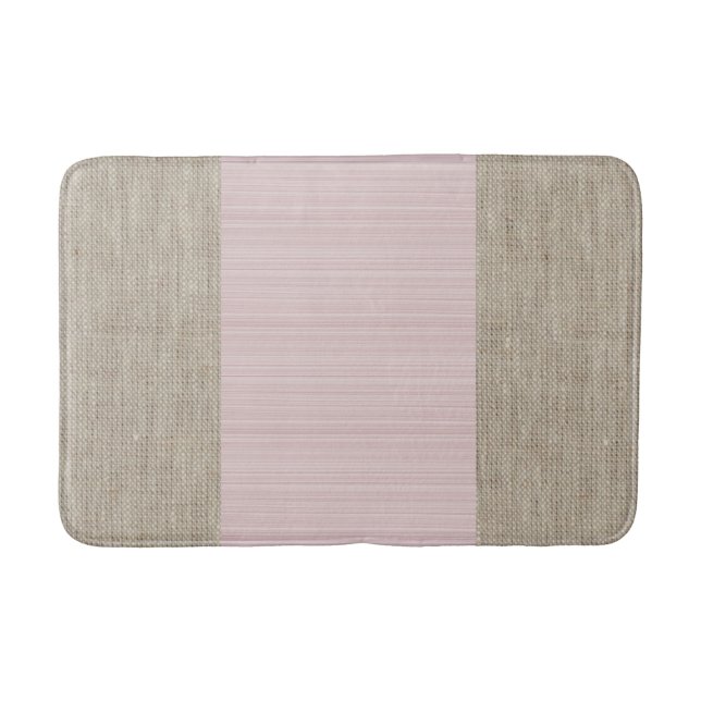 Tapis De Bain Tapis de burlap rose doux beige horizontal rayures (Devant)