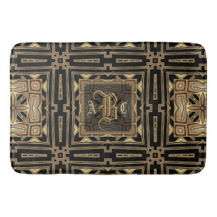 Tapis De Bain Tapis géométrique de monogramme de motif d'ArtDeco