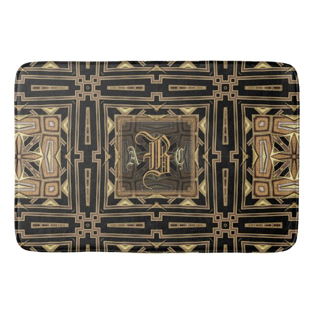 Tapis De Bain Tapis géométrique de monogramme de motif d'ArtDeco (Devant)