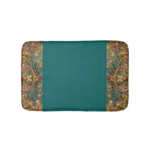 Tapis De Bain Tapisserie ancienne bijou tons foncé Turquoise pht