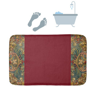 Tapis De Bain Tapisserie ancienne bijou tons vin Bourgogne