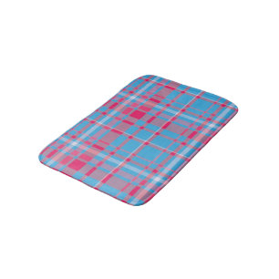 Tapis De Bain Tartan bleu et rouge