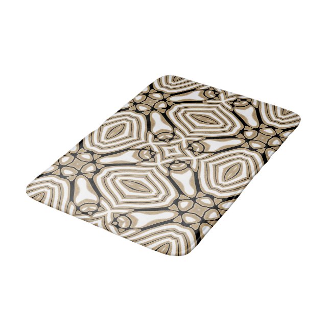 Tapis De Bain Taupe Beige Brown Noir Blanc Orient Motif (Angle)
