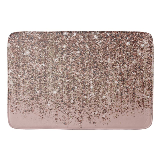 Tapis De Bain Taupe Blush Rose Bronze Or Glitter Glam (Devant)