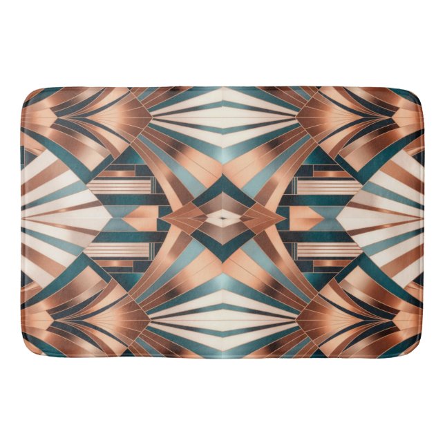 Tapis De Bain Teal Copper Geometric Skyscraper Neo Art Deco (Devant)