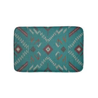 Tapis De Bain Teal Southwest Navajo Geometric